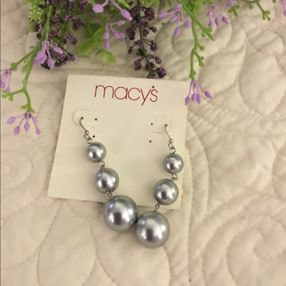 New Macys gray pearl earrings